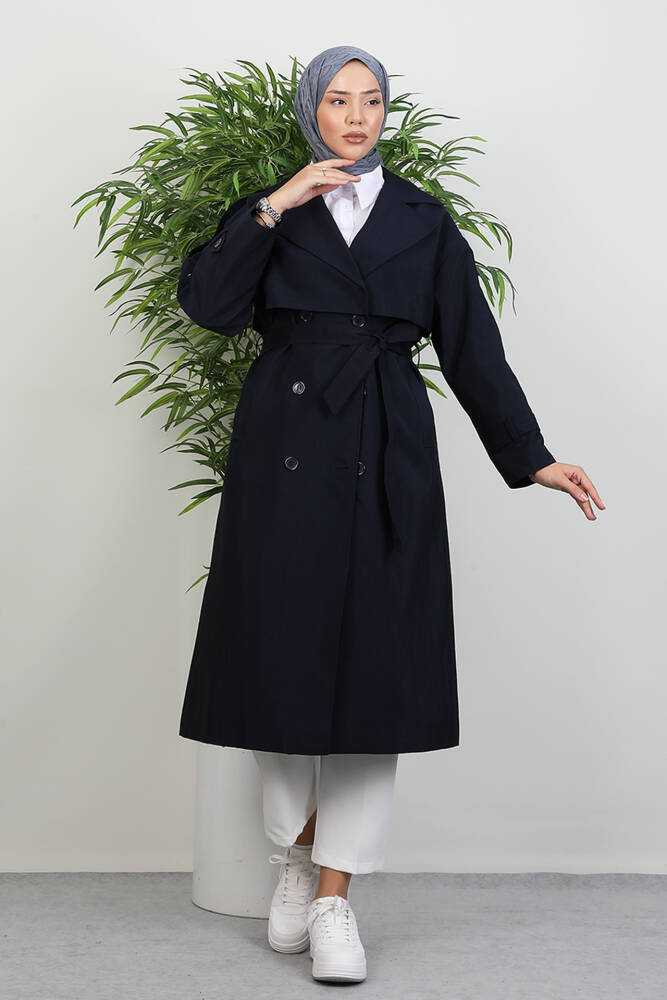 Adal Krinkıl Trenç Lacivert - LAMİAGİYİM