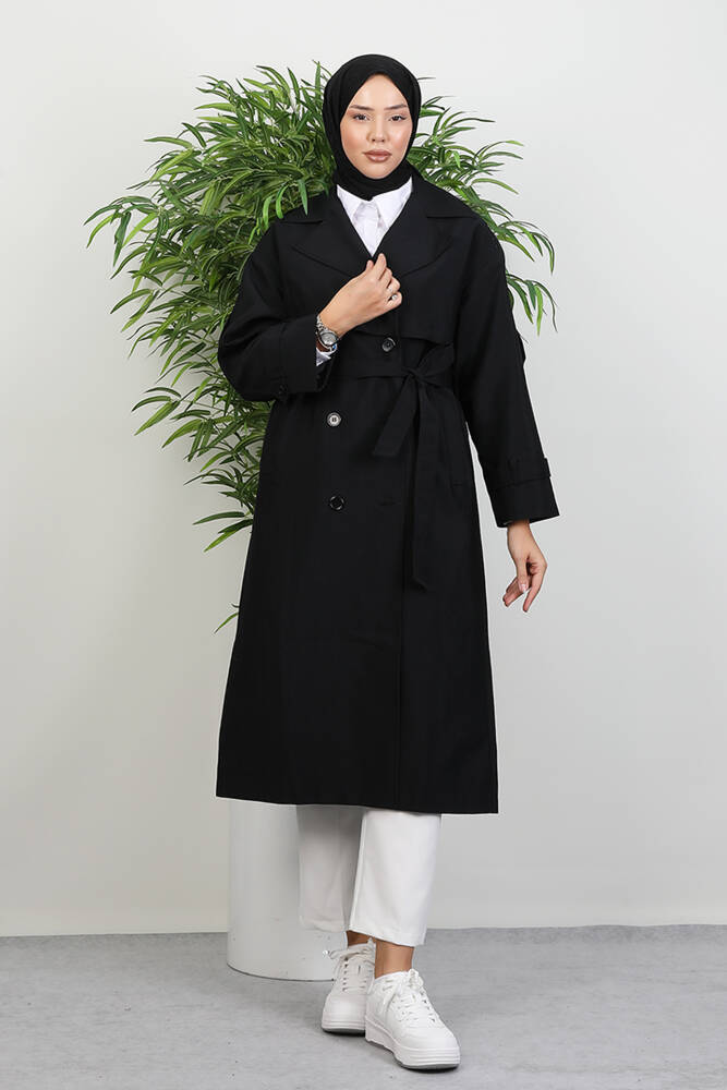 Adal Krinkıl Trenç Siyah - LAMİAGİYİM