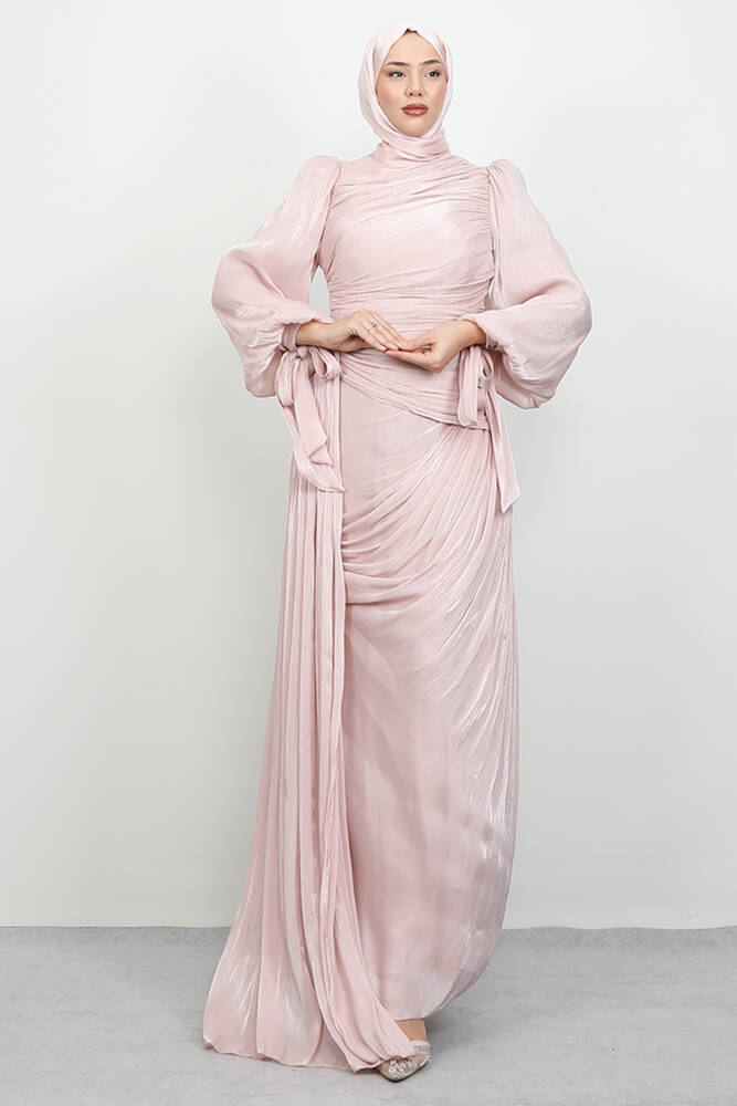 Afra İpek Abiye Açık Pudra 