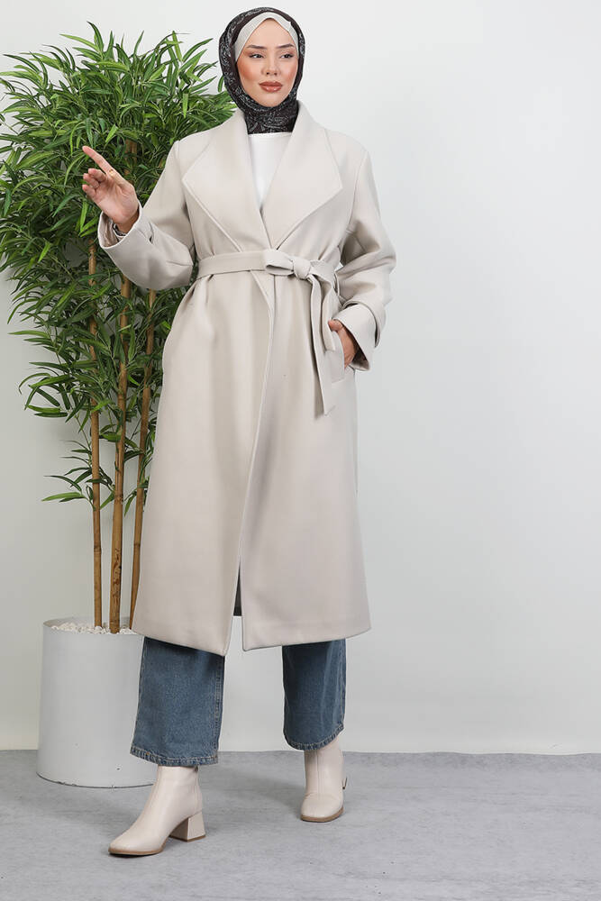 Ahuse Kaşe Kaban Krem - LAMİAGİYİM