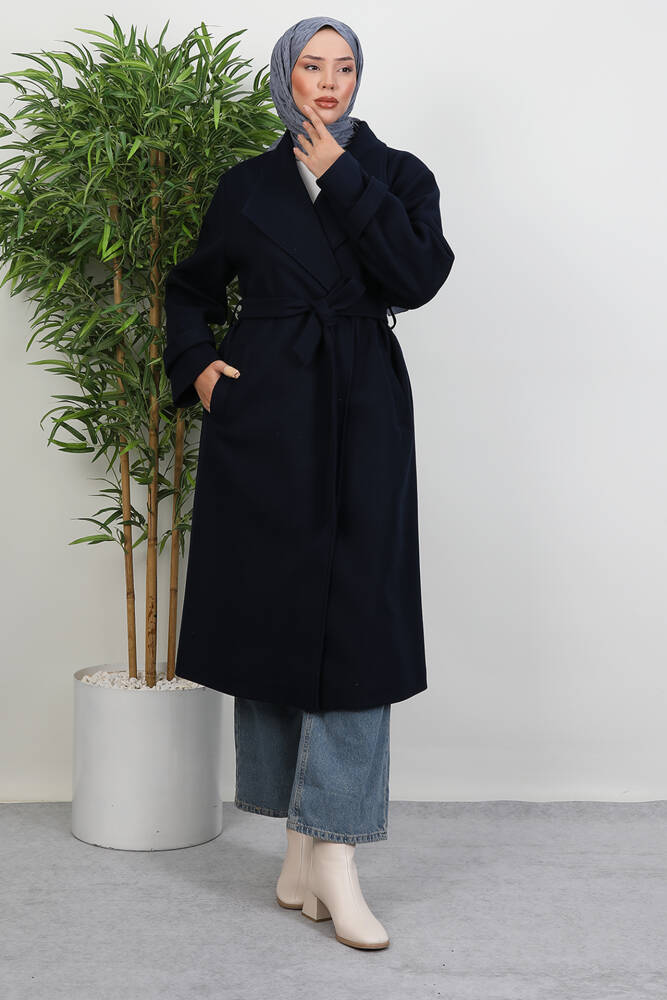 Ahuse Kaşe Kaban Lacivert - LAMİAGİYİM