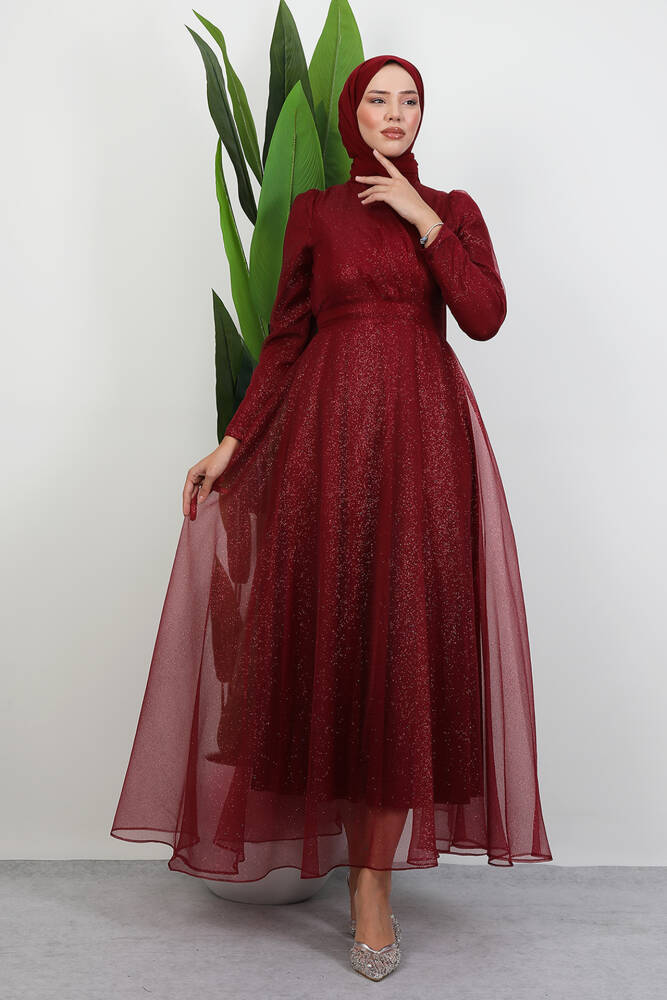 Alara Tesettür Abiye Bordo 