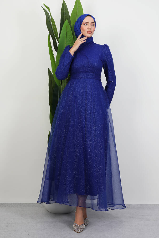 Alara Tesettür Abiye Gece Mavi 