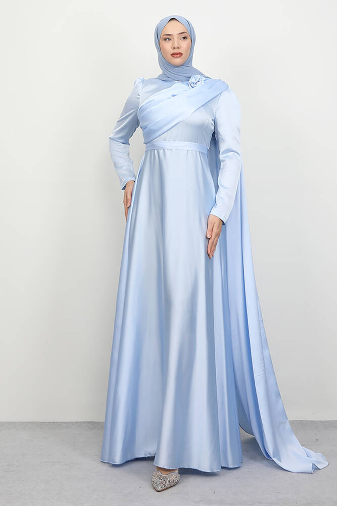 Alaz Saten Gül Abiye Bebe Mavi 