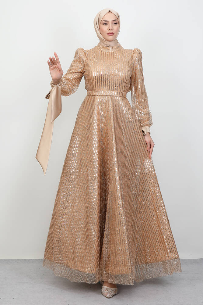 Arzu Tesettür Abiye Gold 