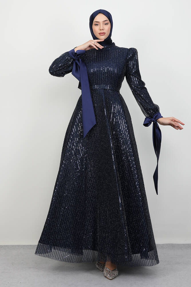 Arzu Tesettür Abiye Lacivert 