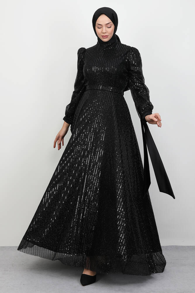 Arzu Tesettür Abiye Siyah 