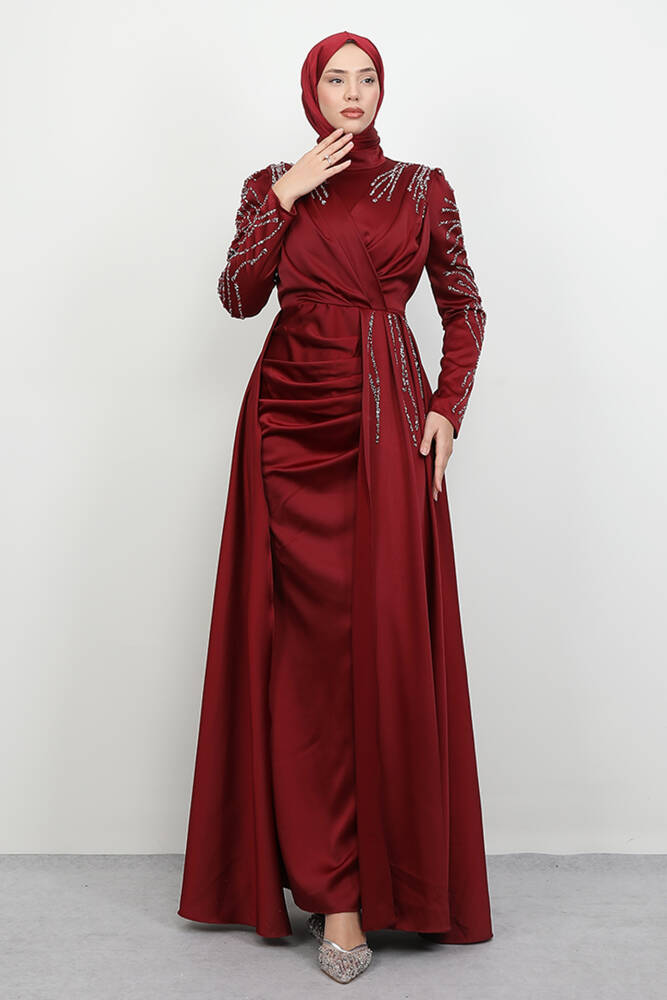 Asya Tesettür Abiye Bordo 