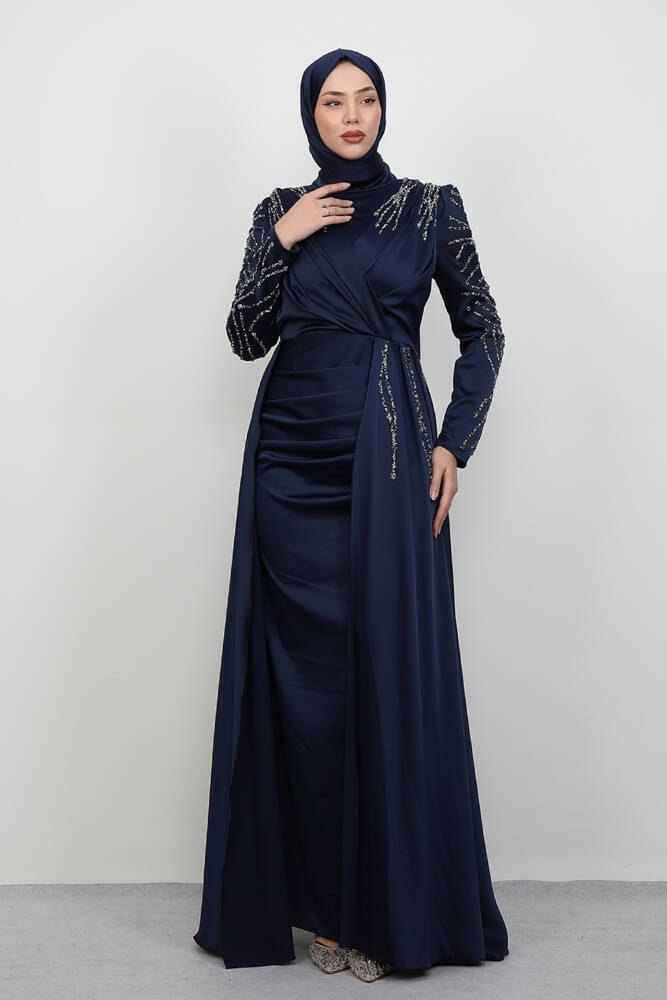 Asya Tesettür Abiye Lacivert 