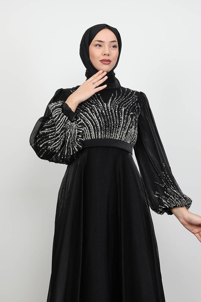 Aven Taşlı Abiye Siyah - LAMİAGİYİM