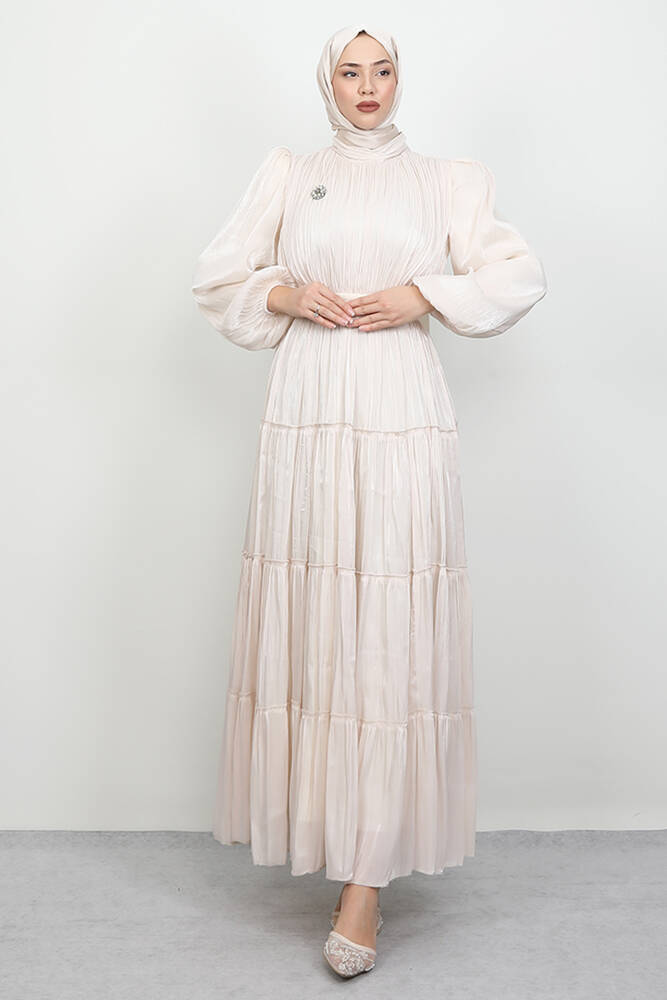 Aydeniz Broş Abiye Krem - LAMİAGİYİM