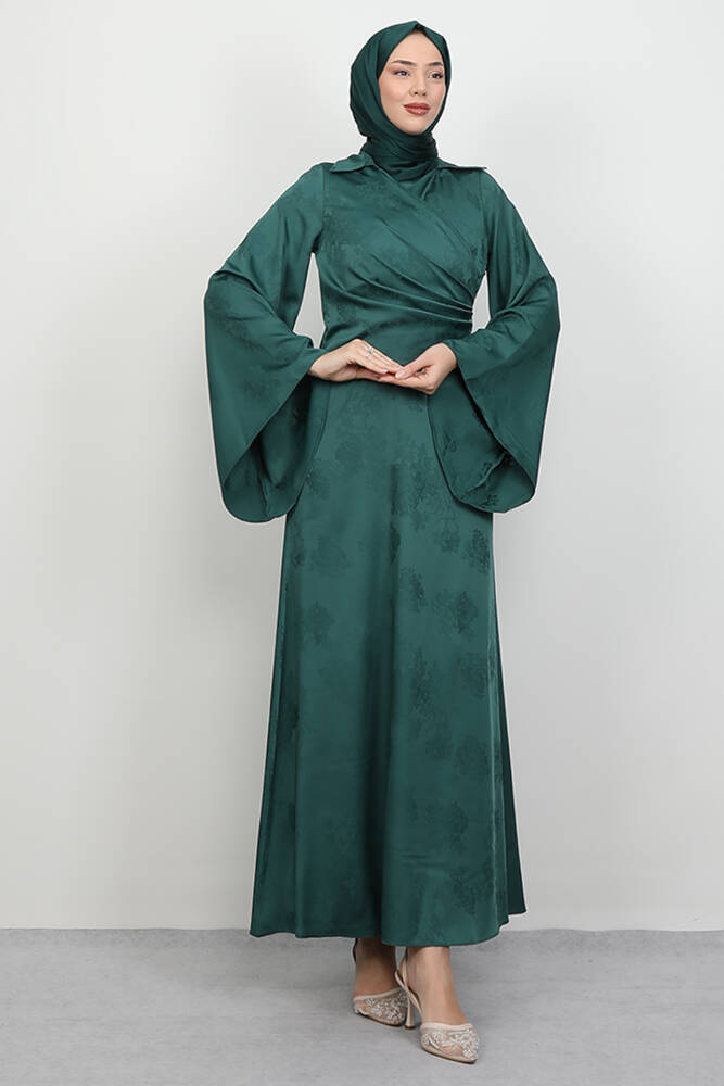 Ayşen Saten Elbise Zümrüt - LAMİAGİYİM