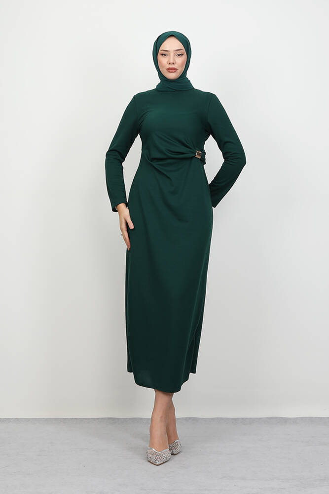 Beli Fiyonk Elbise Zümrüt - LAMİAGİYİM