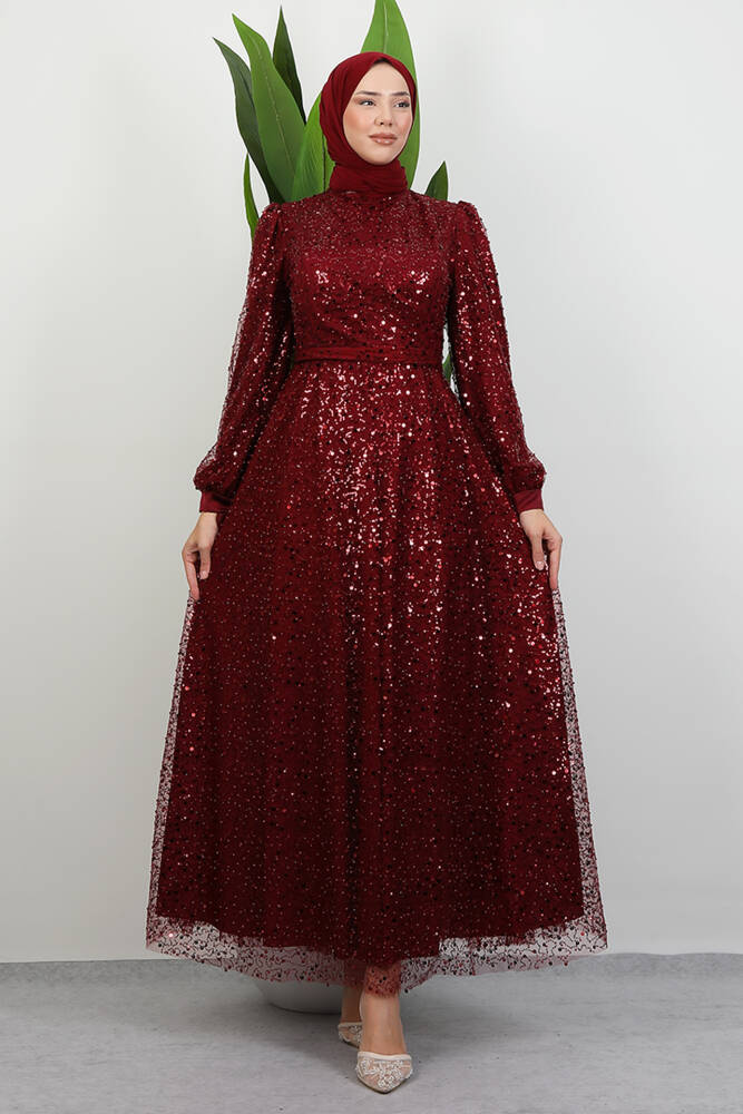 Betül Tesettür Abiye Bordo - LAMİAGİYİM