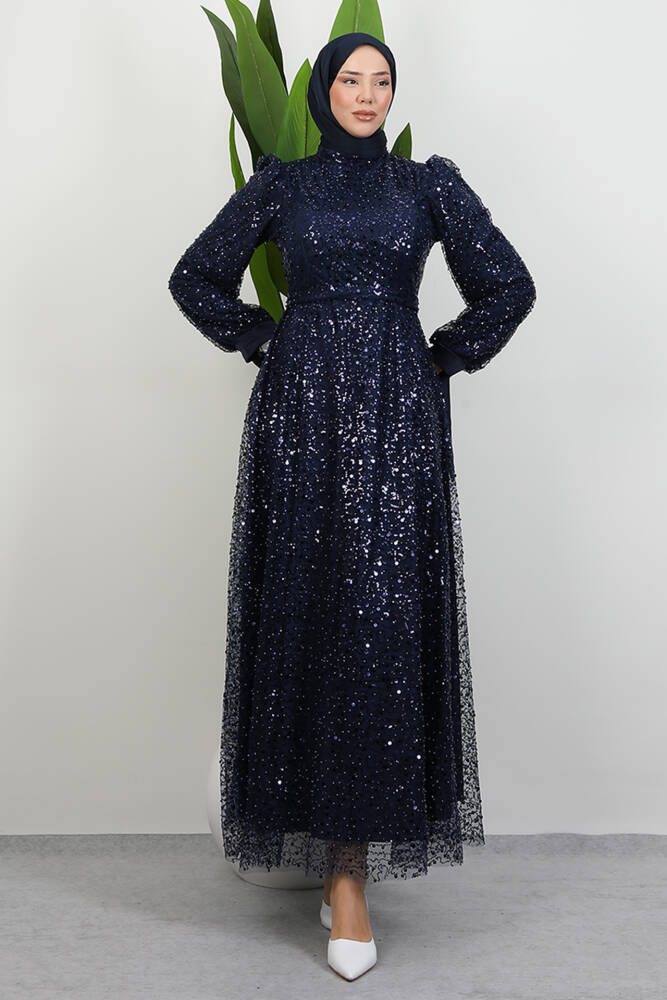 Betül Tesettür Abiye Lacivert - LAMİAGİYİM