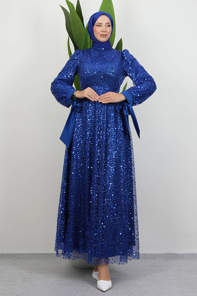 Betül Tesettür Abiye Saks - LAMİAGİYİM