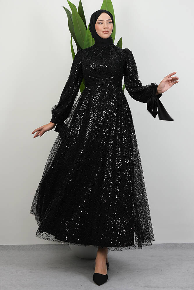 Betül Tesettür Abiye Siyah - LAMİAGİYİM