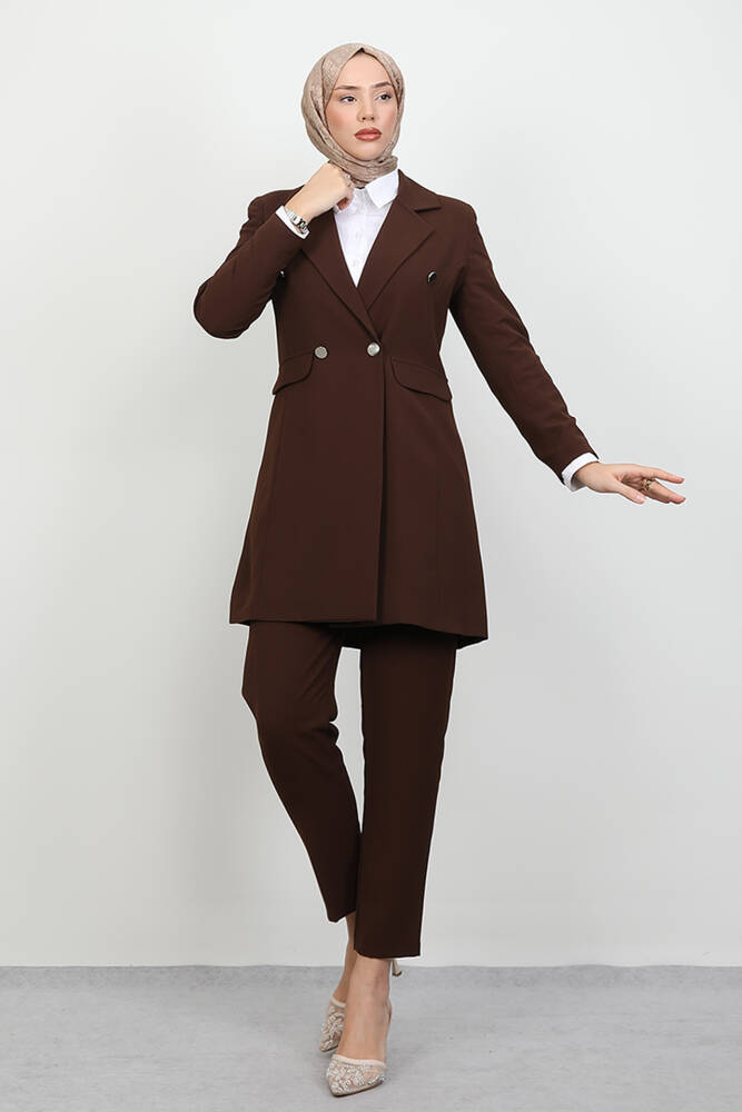 Blazer Ceket Takım Kahverengi - LAMİAGİYİM