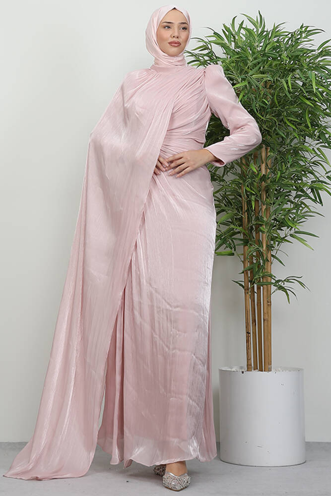 Burcu Tesettür Abiye Soft Pembe - LAMİAGİYİM