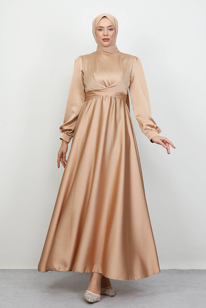 Çapraz Kuşaklı Abiye Bisküvi - LAMİAGİYİM