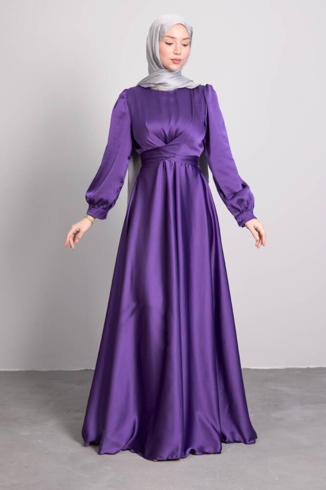 Çapraz Kuşaklı Abiye Mor 