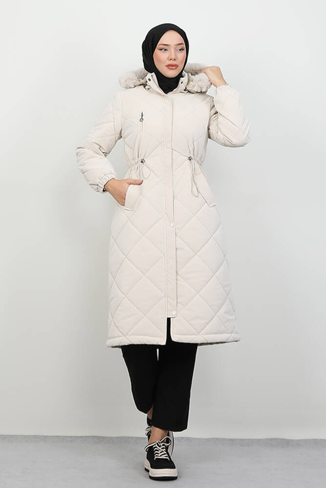 Clara Kürklü Mont Krem 