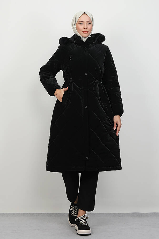 Clara Kürklü Mont Siyah - LAMİAGİYİM