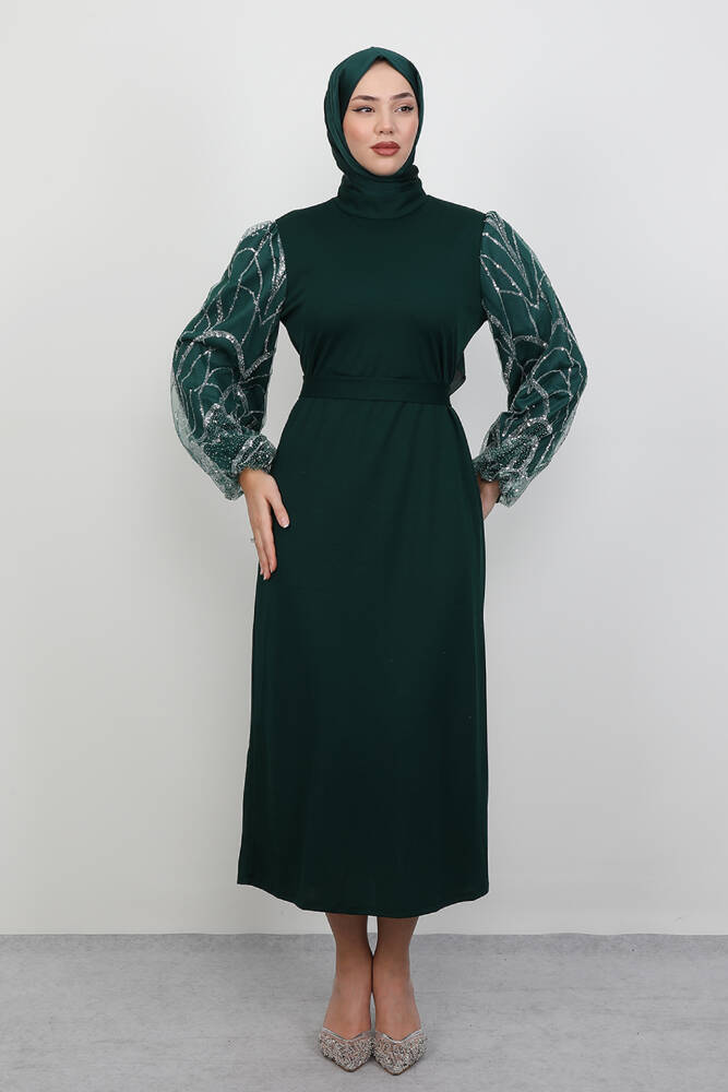 Defne Tesettür Elbise Zümrüt - LAMİAGİYİM