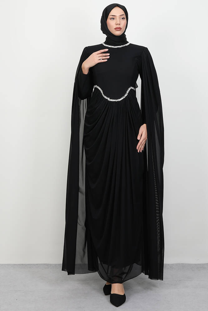 Diana Tül Abiye Siyah - LAMİAGİYİM