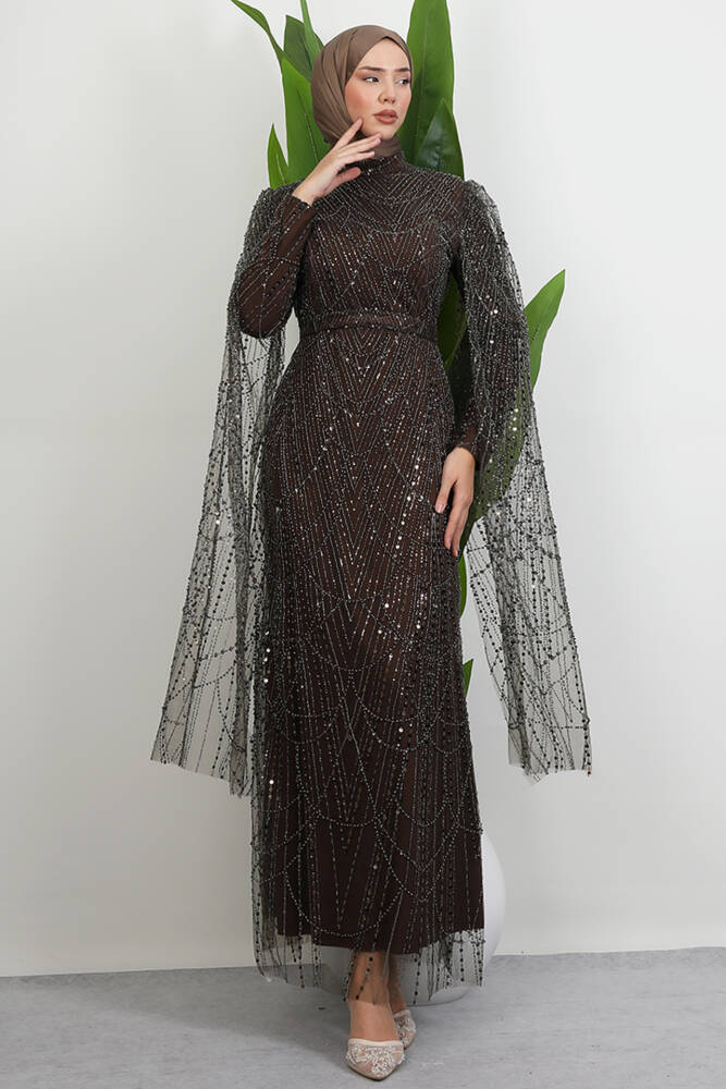 Duru Taşlı Abiye Koyu Haki - LAMİAGİYİM