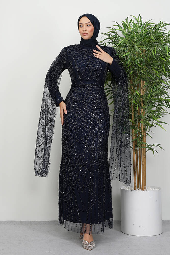 Duru Taşlı Abiye Lacivert - LAMİAGİYİM