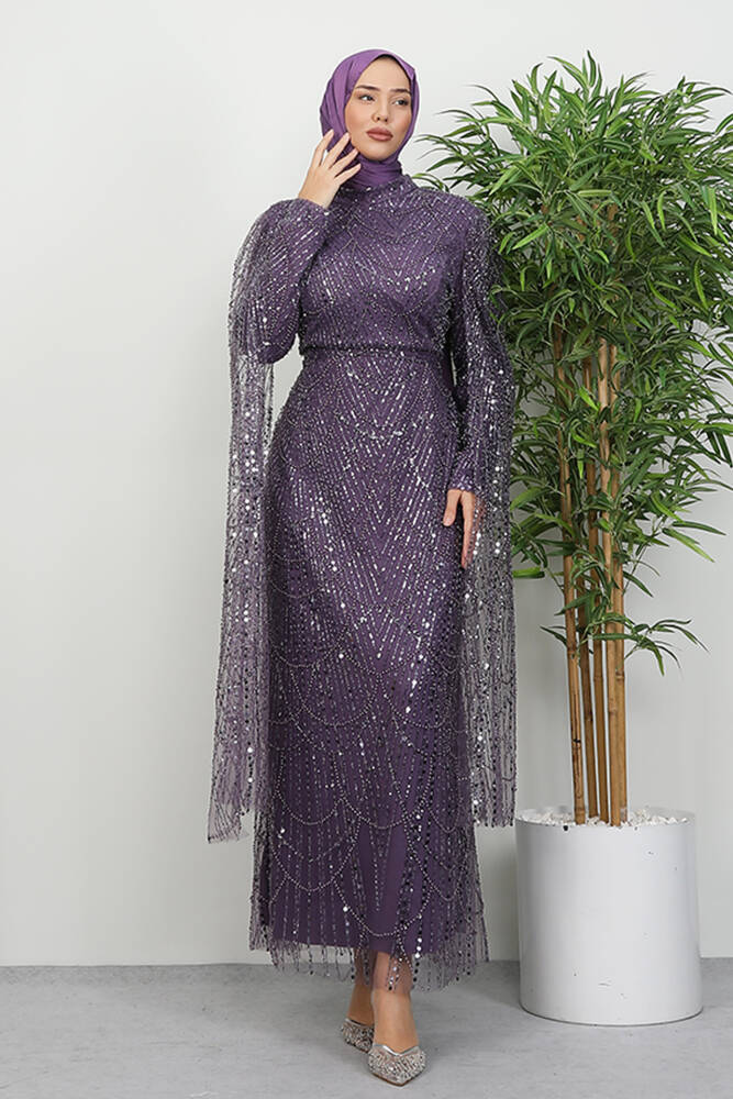 Duru Taşlı Abiye Lila - LAMİAGİYİM