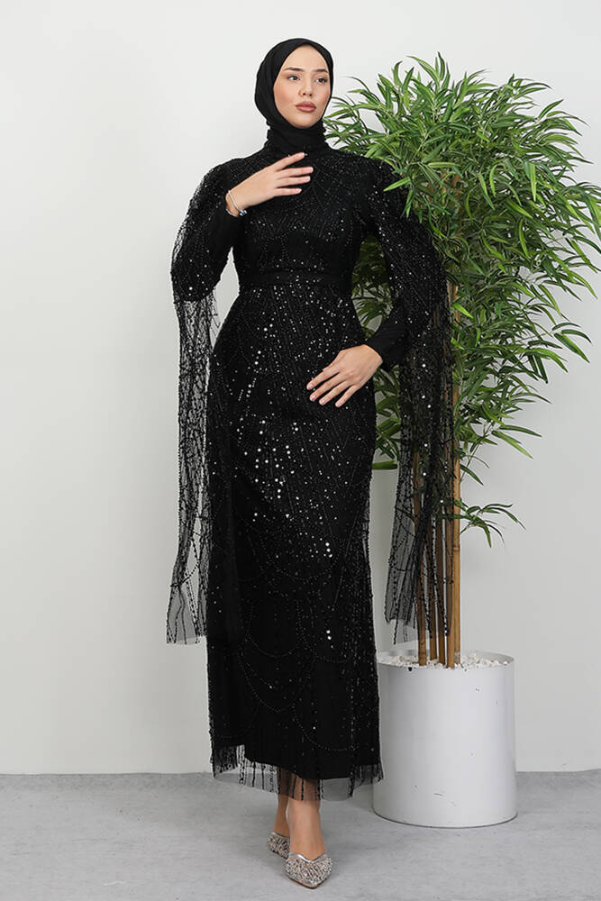 Duru Taşlı Abiye Siyah - LAMİAGİYİM