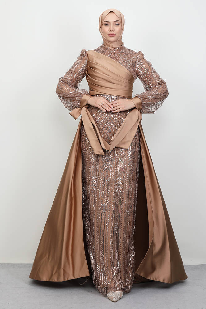 Eflin İşleme Abiye Karamel - LAMİAGİYİM