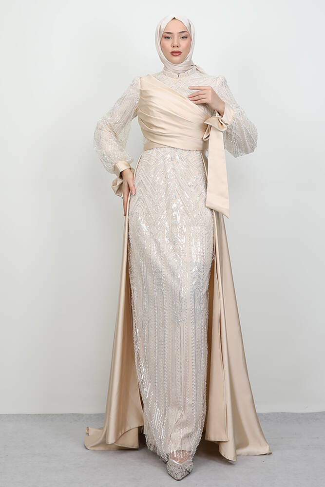 Eflin İşleme Abiye Krem - LAMİAGİYİM