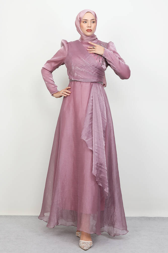 Eliza Tesettür Abiye Gül Kurusu - LAMİAGİYİM