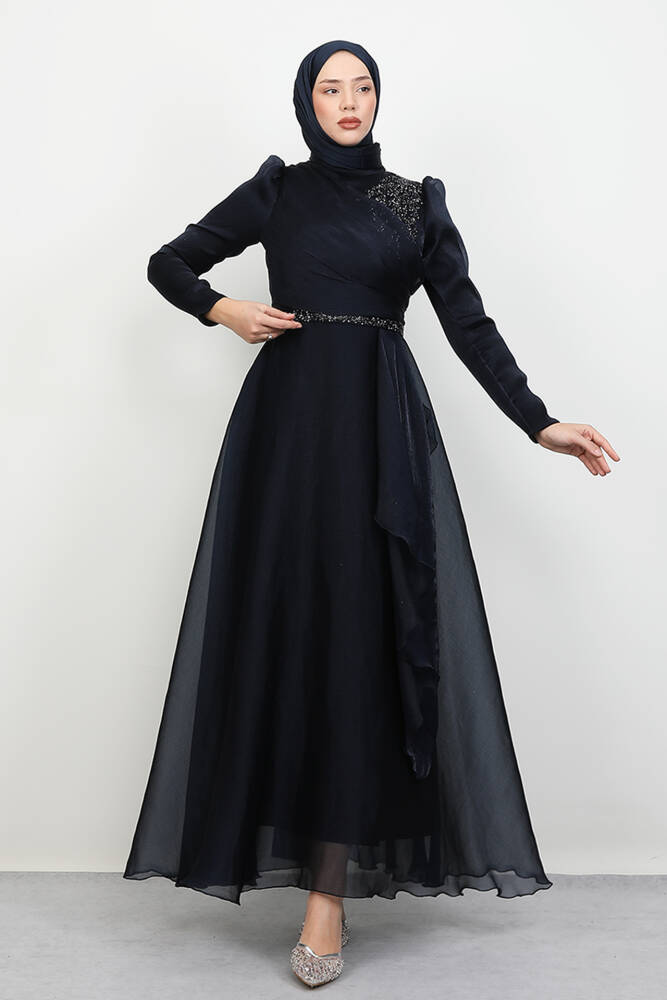 Eliza Tesettür Abiye Koyu Lacivert - LAMİAGİYİM