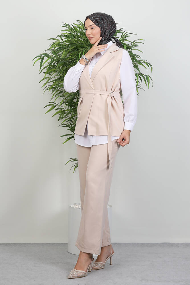 Farah Yelekli Takım Krem - LAMİAGİYİM