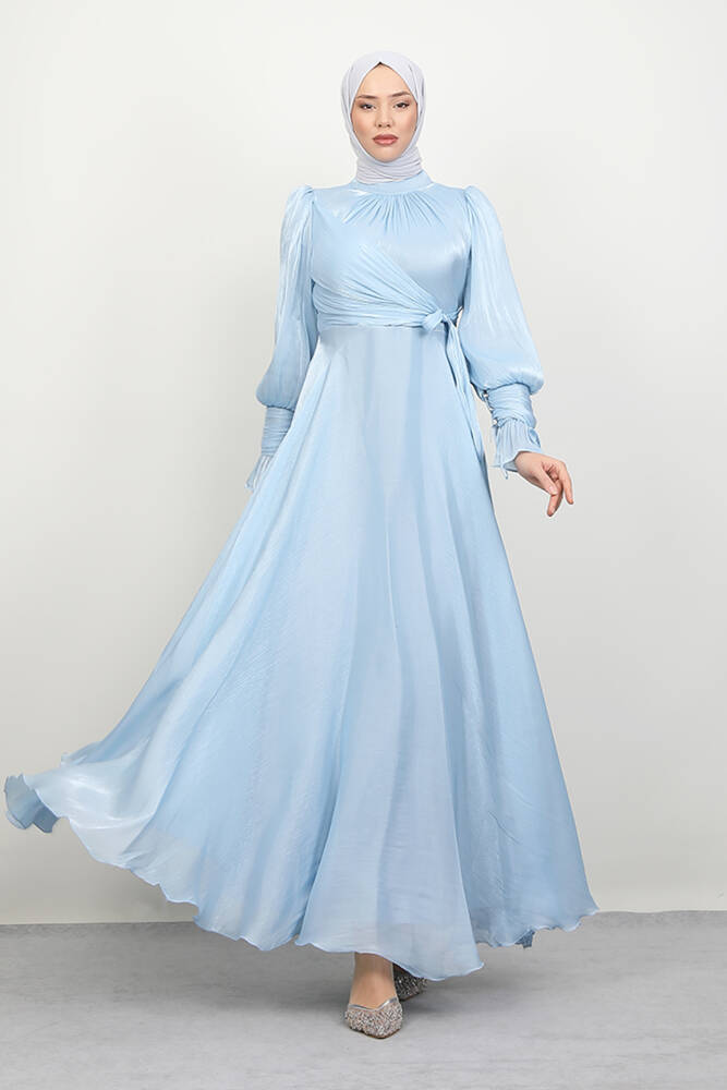 Fiyonk Detay İpek Abiye Bebe Mavi - LAMİAGİYİM