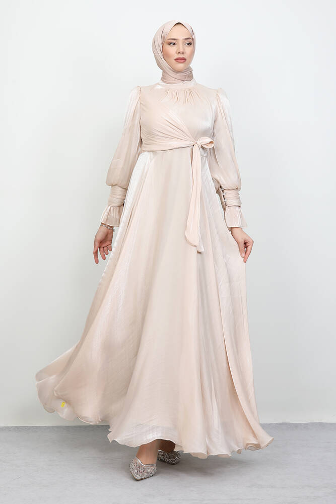 Fiyonk Detay İpek Abiye Kavuniçi - LAMİAGİYİM