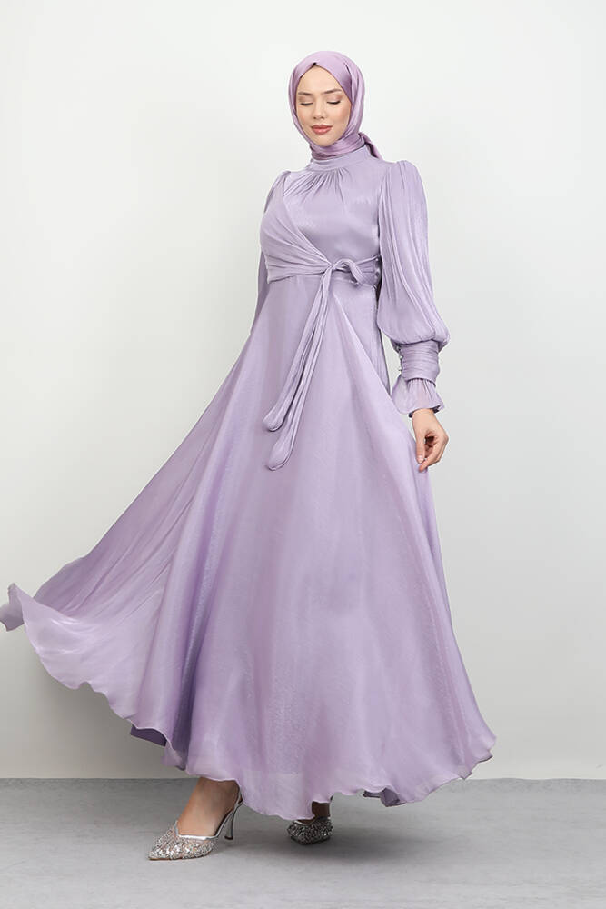Fiyonk Detay İpek Abiye Lila - LAMİAGİYİM
