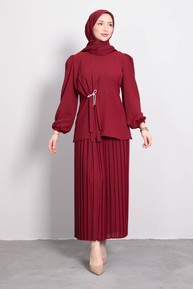 Fiyonk Taşlı Takım Bordo 