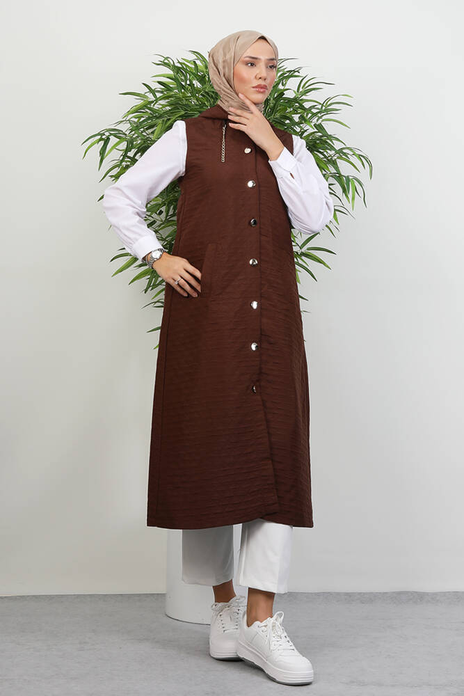 Gold Detay Yelek Acı Kahve - LAMİAGİYİM