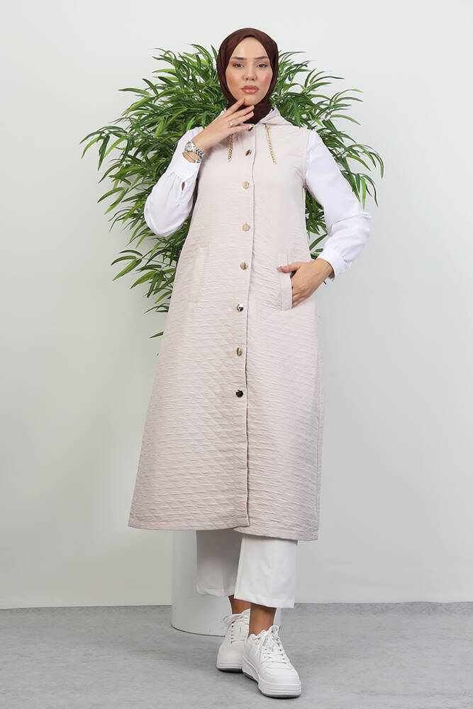 Gold Detay Yelek Krem - LAMİAGİYİM