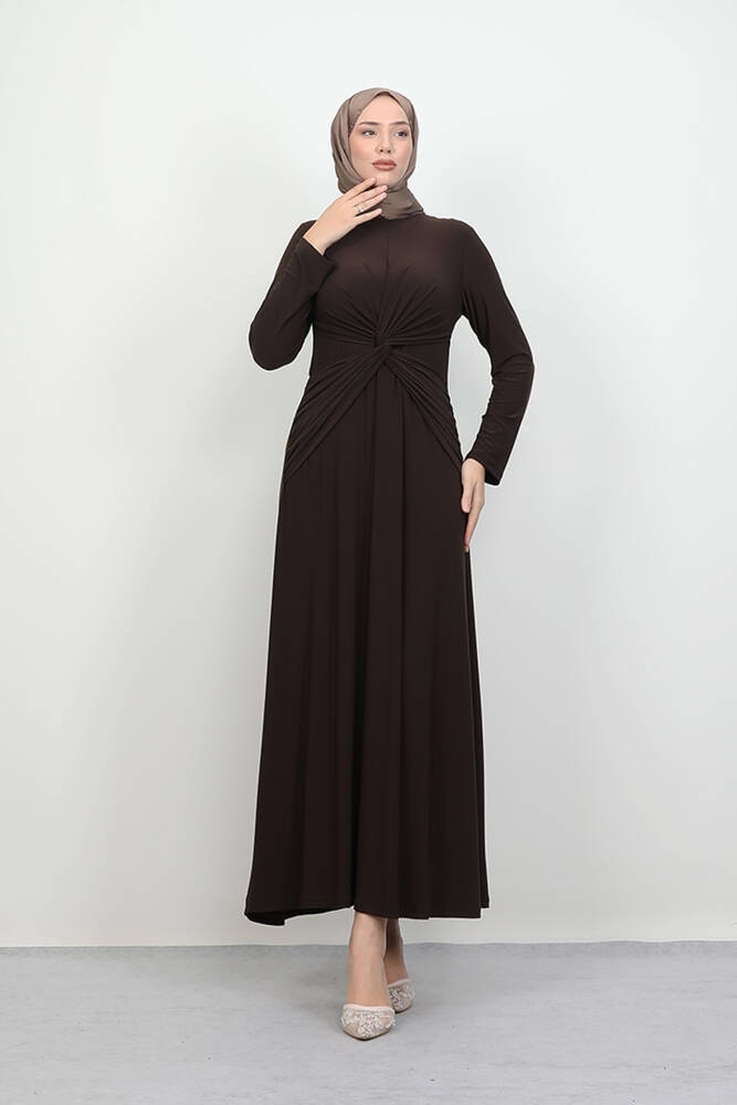 Gözde Penye Elbise Acı Kahve - LAMİAGİYİM