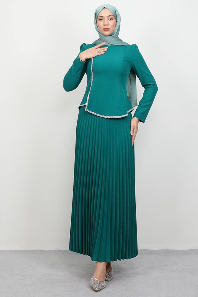 Gül Hanım Etekli Takım Yeşil - LAMİAGİYİM