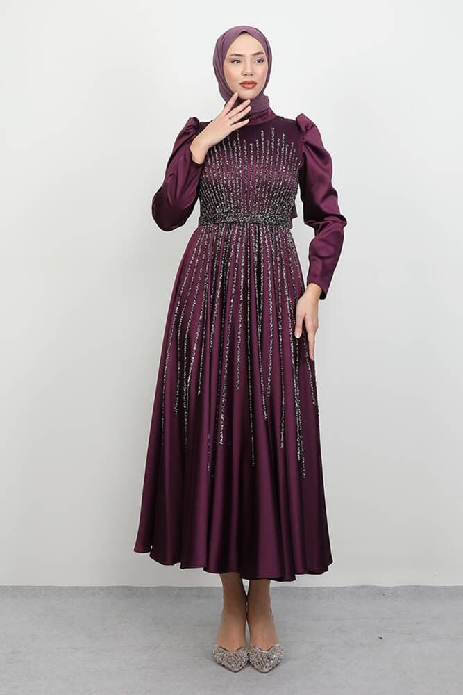Güneş Tesettür Abiye Mor 