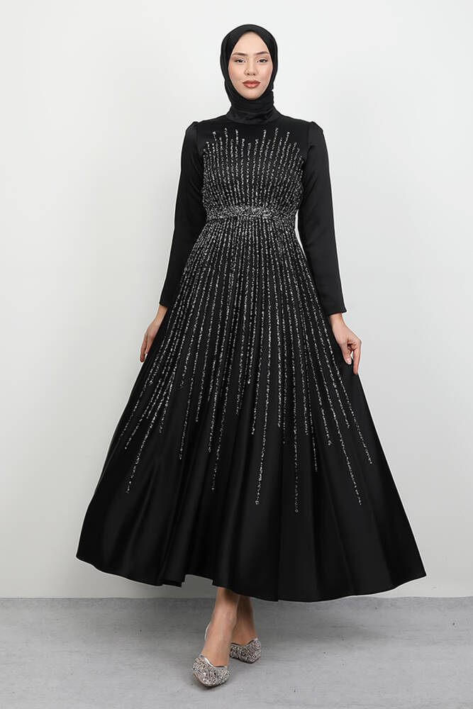 Güneş Tesettür Abiye Siyah 