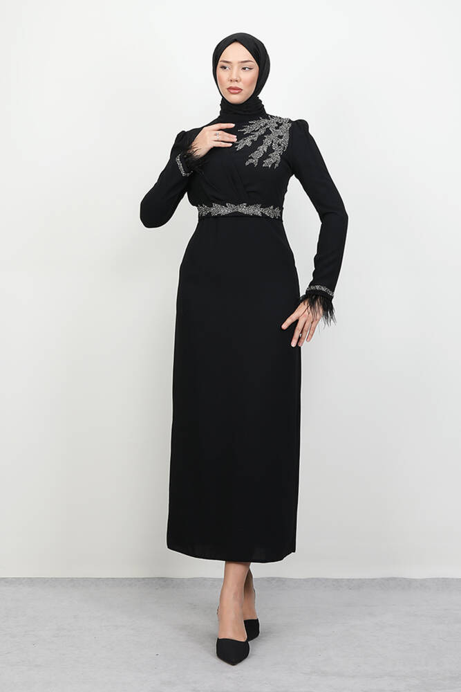 Hazal Tesettür Elbise Siyah - LAMİAGİYİM