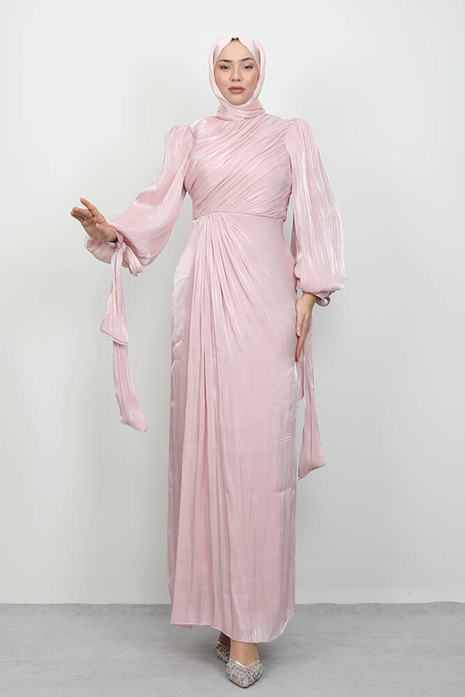 İdil Tesettür Abiye Açık Pudra 